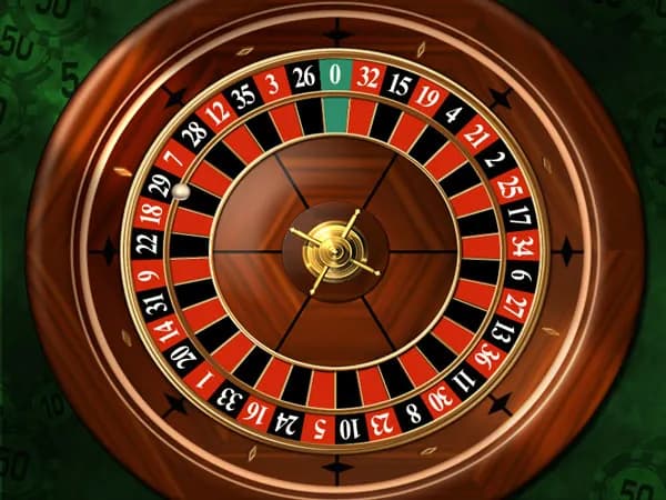 L'image montre une roulette de casino au premier plan, avec des chiffres en rouge et noir et un zéro en vert, sur un fond flou évoquant des billets de banque.