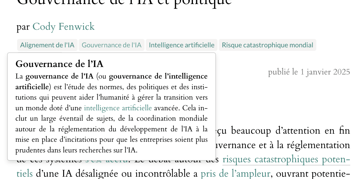 Capture d'écran mettant en évidence le système de balisage